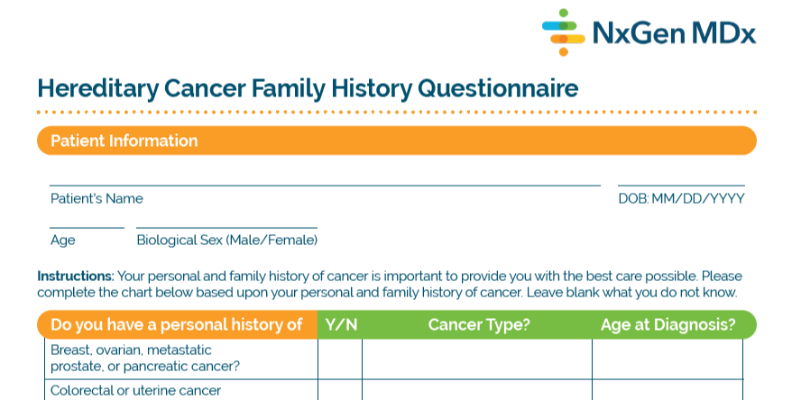 Link to Hereditary Cancer Family History Questionnaire