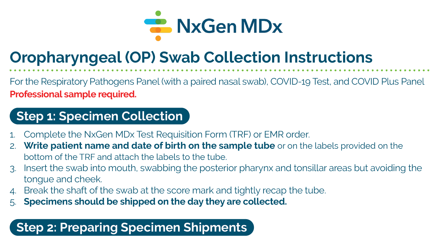  Link to Oropharyngeal Swab Collection Instructions PDF