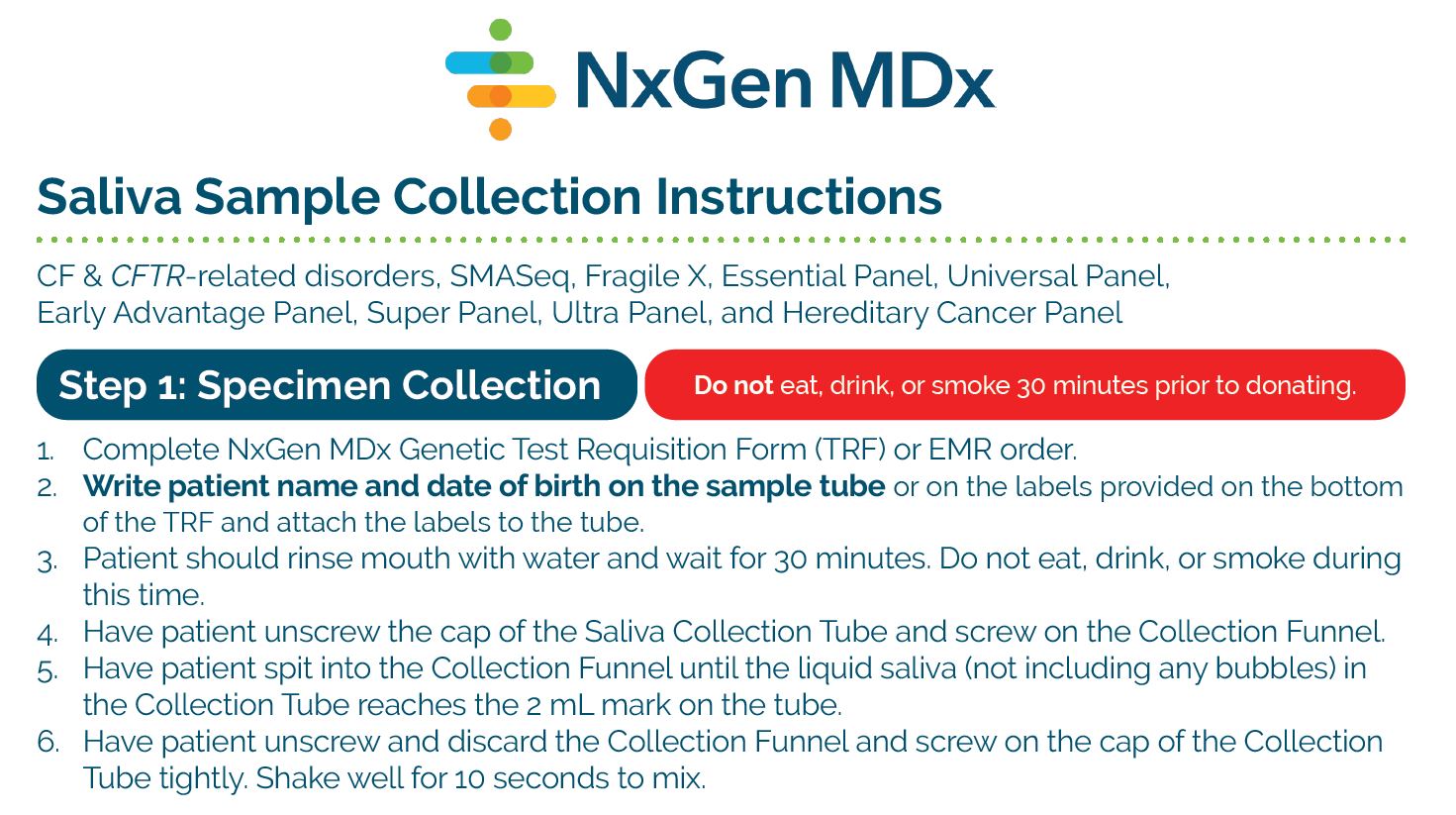 Link to Saliva Sample Collection Instructions PDF