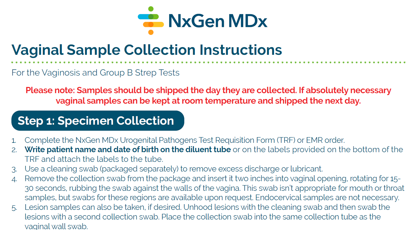 Link to Vaginal Sample Collection Instructions PDF