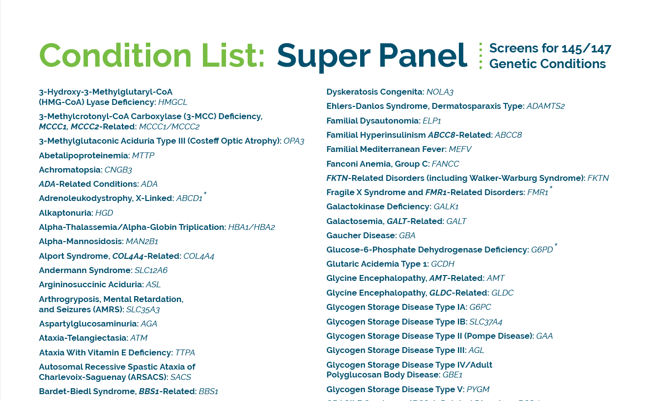 Link to Super Panel Condition List PDF